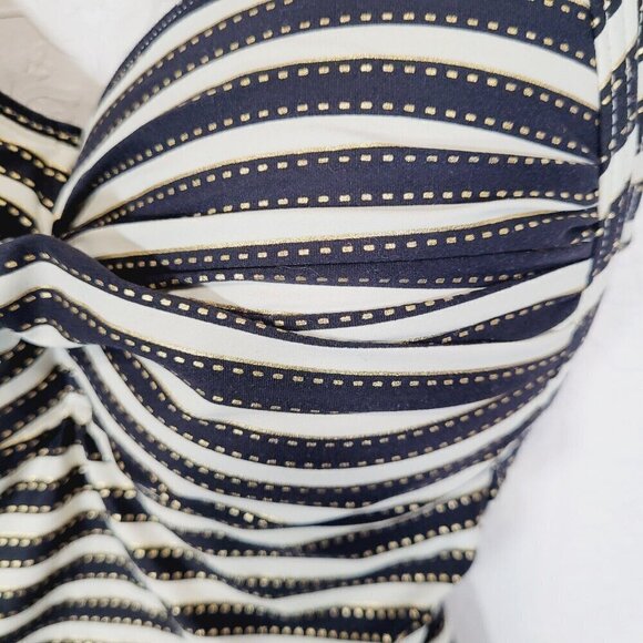 Niptuck Swimsuit One Piece Size 8 US Striped Black White Gold Multi-Fit Cup - Picture 4 of 9